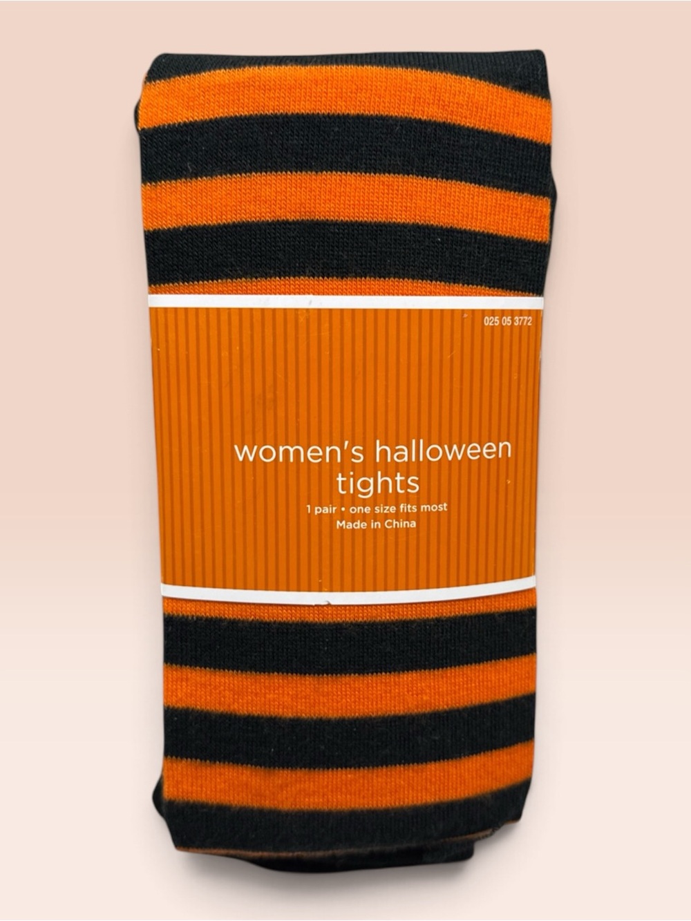Womens Halloween Tights Black  Orange Rugby Stripe One Size Costume Party